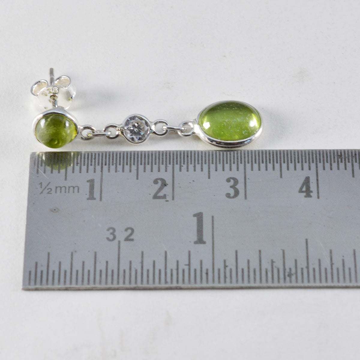 Riyo Fair 925 Sterling Silver Earring For Sister Peridot Earring Bezel Setting Green Earring Stud Earring