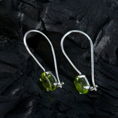 Riyo Drop-Dead Gorgeous Sterling Silver Earring For Wife Peridot Earring Bezel Setting Green Earring Dangle Earring