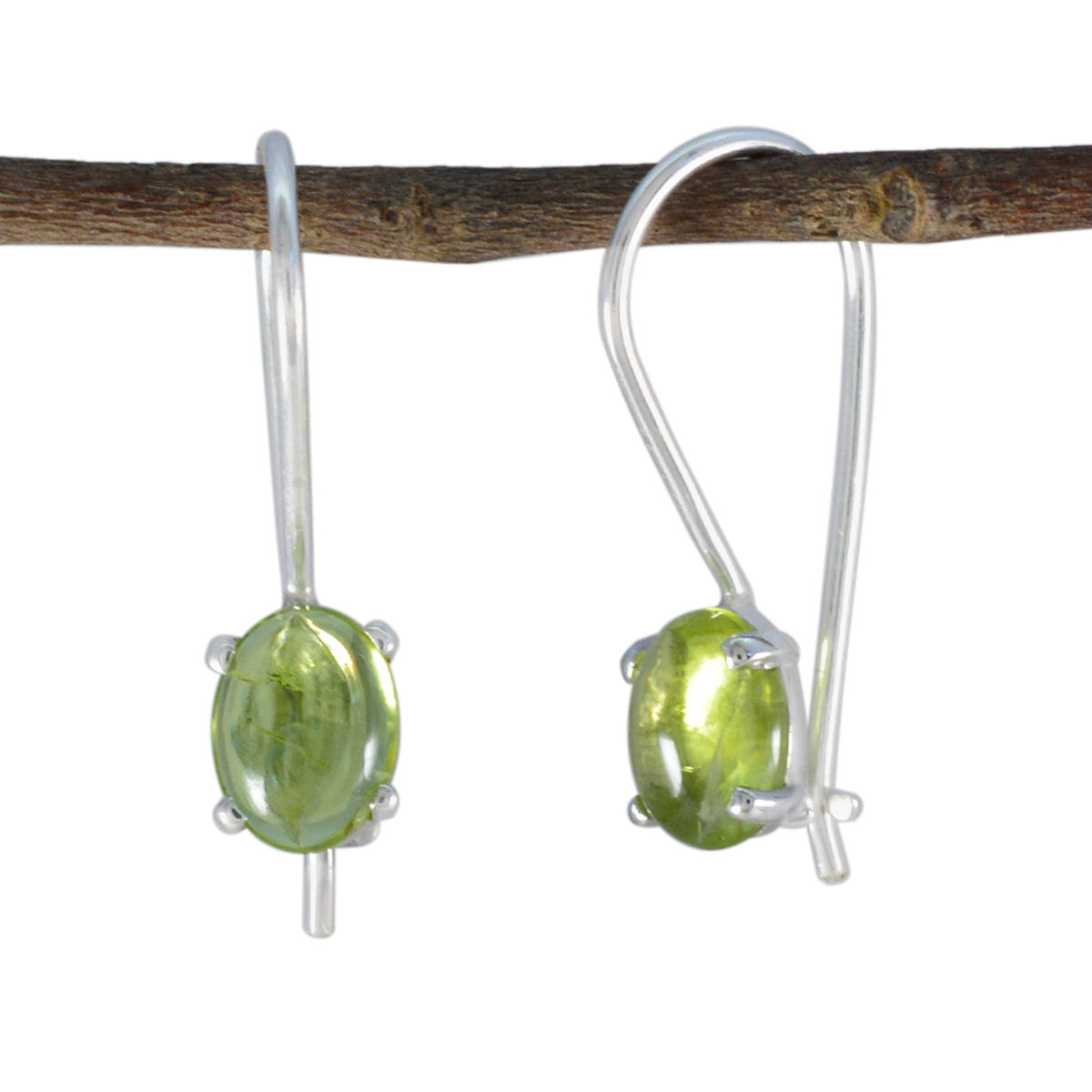 Riyo Drop-Dead Prachtige Sterling Zilveren Oorbel Voor Vrouw Peridot Oorbel Bezel Setting Groene Oorbel Dangle Earring