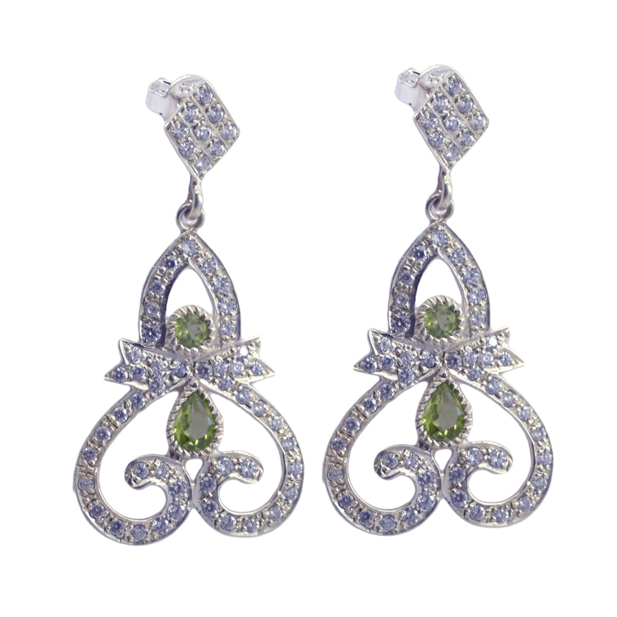 orecchino in argento sterling riyo fit per femme orecchino con peridoto con castone orecchino verde orecchino jhumka