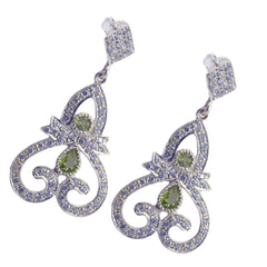 Riyo Fit Sterling Silver Earring For Femme Peridot Earring Bezel Setting Green Earring Jhumka Earring