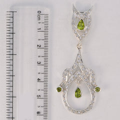 Riyo Foxy 925 Sterling Silver Earring For Sister Peridot Earring Bezel Setting Green Earring Jhumka Earring