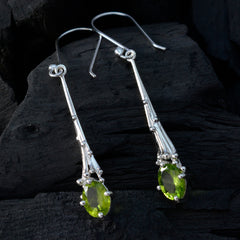 Riyo Delightful Sterling Silver Earring For Lady Peridot Earring Bezel Setting Green Earring Dangle Earring