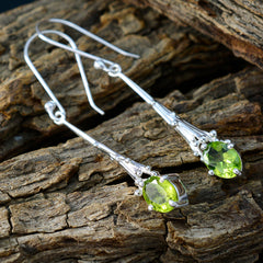 Riyo Delightful Sterling Silver Earring For Lady Peridot Earring Bezel Setting Green Earring Dangle Earring