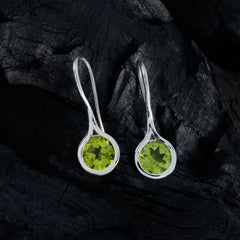 Riyo Alluring 925 Sterling Silver Earring For Lady Peridot Earring Bezel Setting Green Earring Dangle Earring