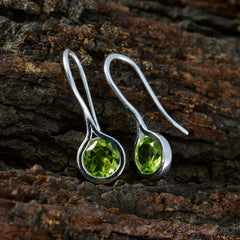 Riyo Alluring 925 Sterling Silver Earring For Lady Peridot Earring Bezel Setting Green Earring Dangle Earring