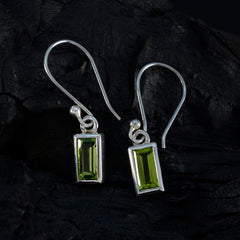 Riyo Glamorous Sterling Silver Earring For Damsel Peridot Earring Bezel Setting Green Earring Dangle Earring