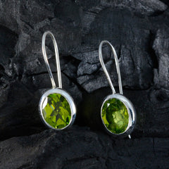 Riyo Foxy 925 Sterling Silber Ohrring für Damen, Peridot-Ohrring, Lünettenfassung, grüner Ohrring, baumelnder Ohrring