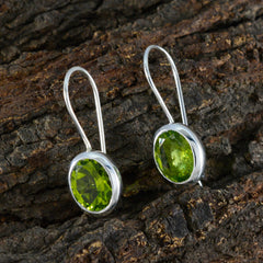 Riyo Foxy 925 Sterling Silver Earring For Lady Peridot Earring Bezel Setting Green Earring Dangle Earring
