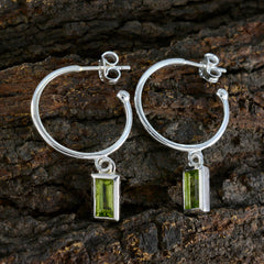 Riyo Handsome Sterling Silver Earring For Lady Peridot Earring Bezel Setting Green Earring Dangle Earring