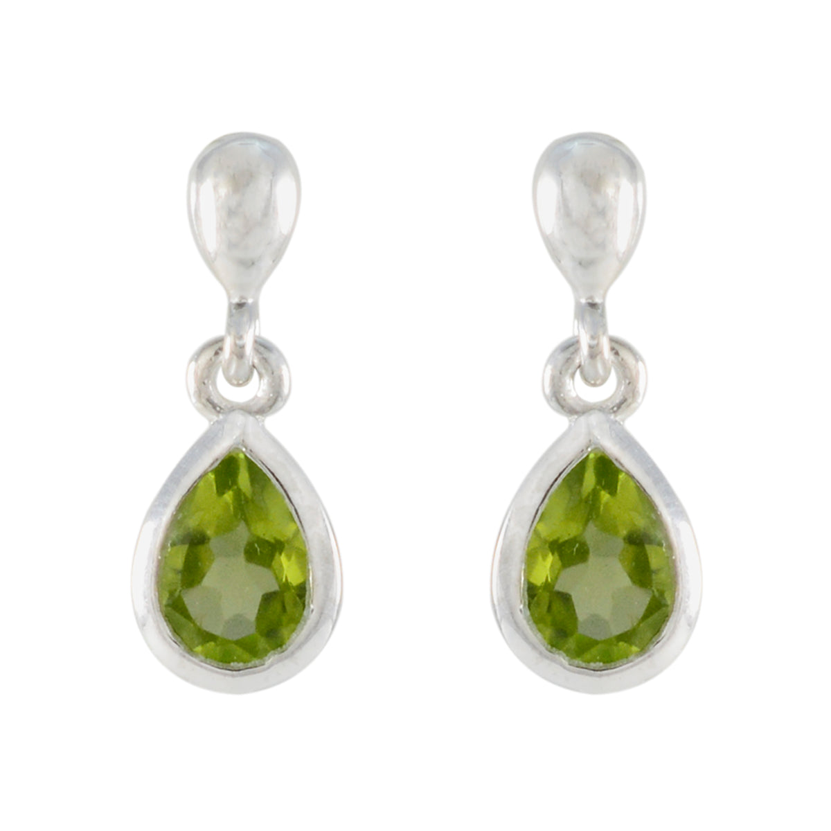 Riyo Beguiling Sterling Silver Earring For Wife Peridot Earring Bezel Setting Green Earring Stud Earring