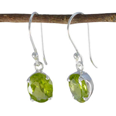 Riyo Fanciable 925 Sterling Silver Earring For Wife Peridot Earring Bezel Setting Green Earring Dangle Earring