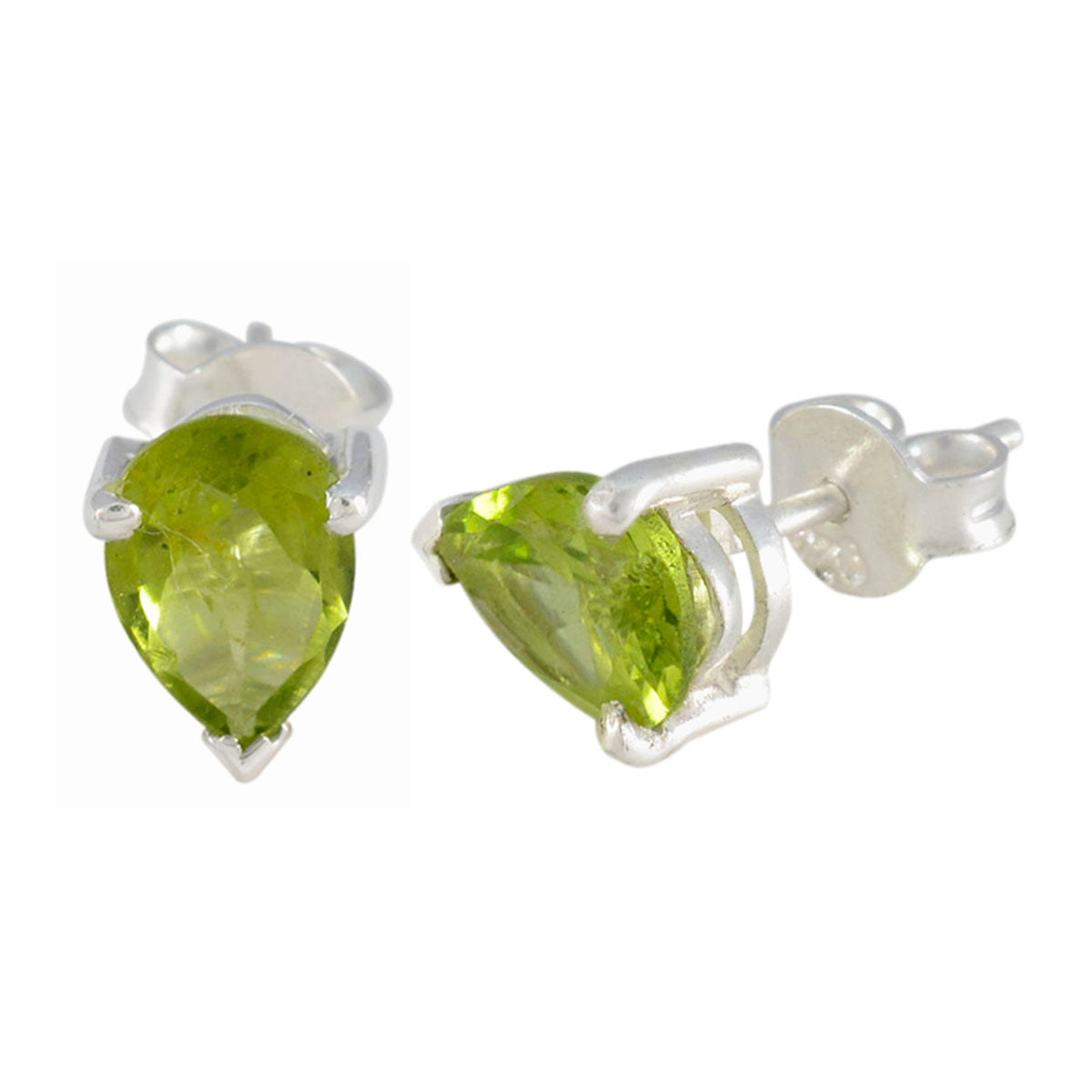 Riyo Irresistible Sterling Silver Earring For Girl Peridot Earring Bezel Setting Green Earring Stud Earring