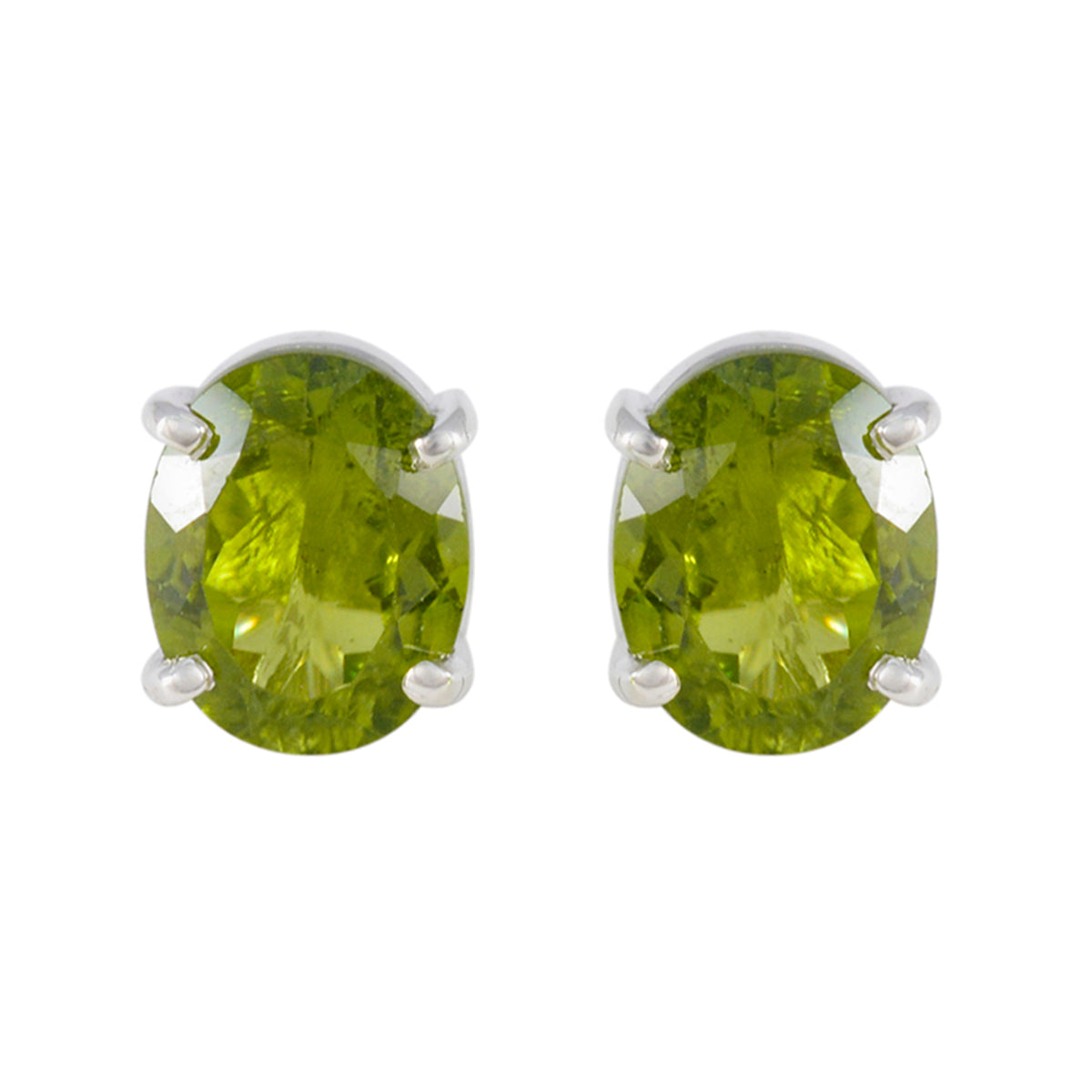 Riyo Comely Sterling Silver Earring For Femme Peridot Earring Bezel Setting Green Earring Stud Earring