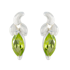 Riyo Good-Looking Sterling Silver Earring For Damsel Peridot Earring Bezel Setting Green Earring Stud Earring