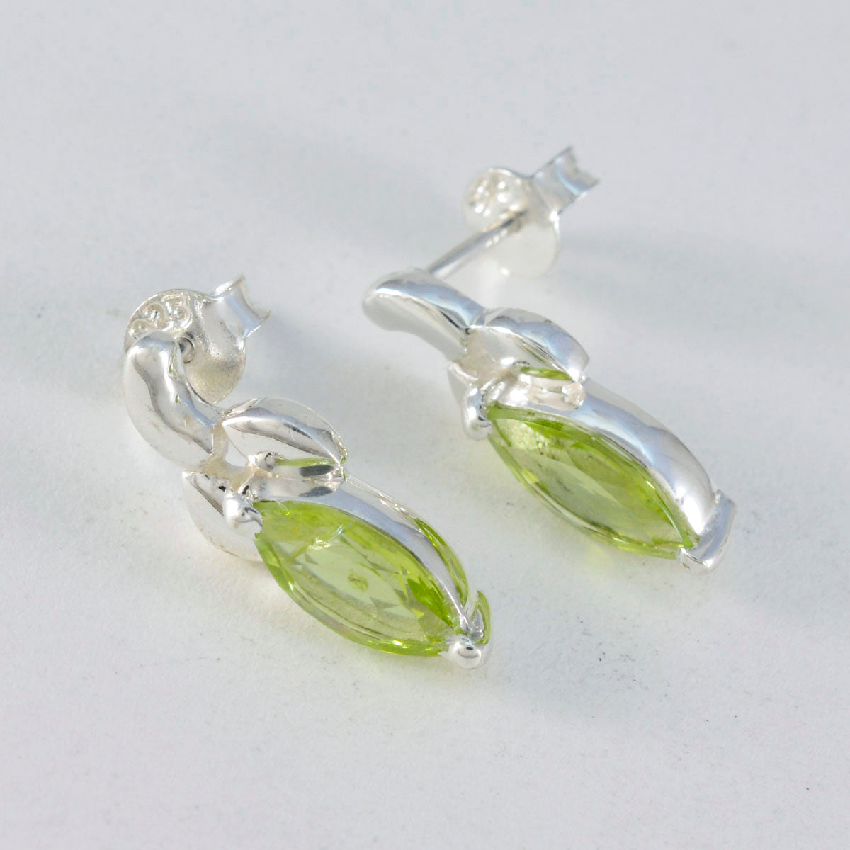 Riyo Good-Looking Sterling Silver Earring For Damsel Peridot Earring Bezel Setting Green Earring Stud Earring