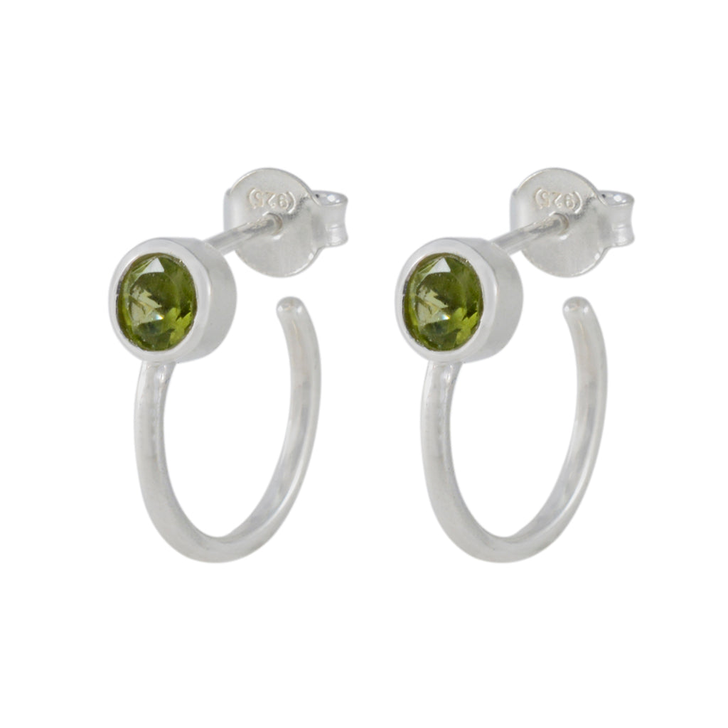 Riyo Arresting Sterling Silver Earring For Demoiselle Peridot Earring Bezel Setting Green Earring Stud Earring