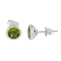 Riyo Winsome Sterling Silver Earring For Damsel Peridot Earring Bezel Setting Green Earring Stud Earring