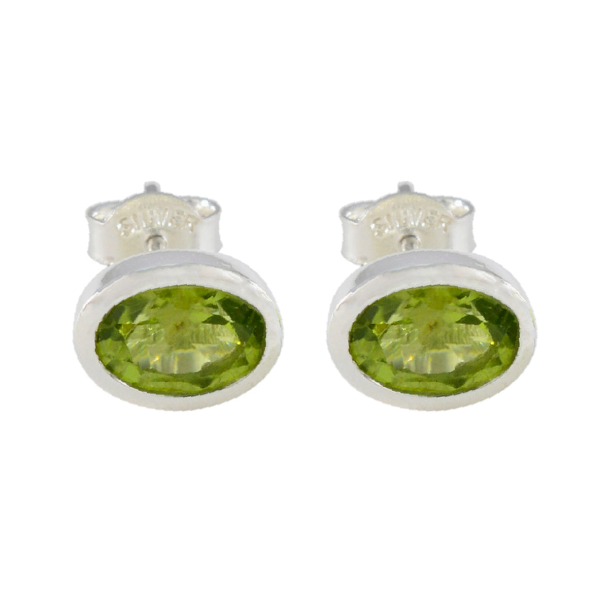 Riyo Tasty 925 Sterling Silver Earring For Demoiselle Peridot Earring Bezel Setting Green Earring Stud Earring