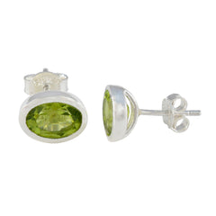 Riyo Tasty 925 Sterling Silver Earring For Demoiselle Peridot Earring Bezel Setting Green Earring Stud Earring