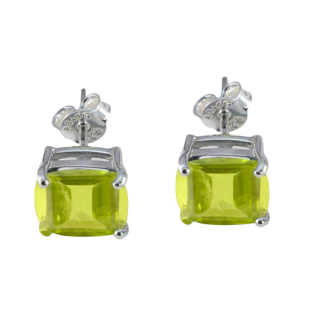 Riyo Fair Sterling Silver Earring For Wife Peridot Earring Bezel Setting Green Earring Stud Earring