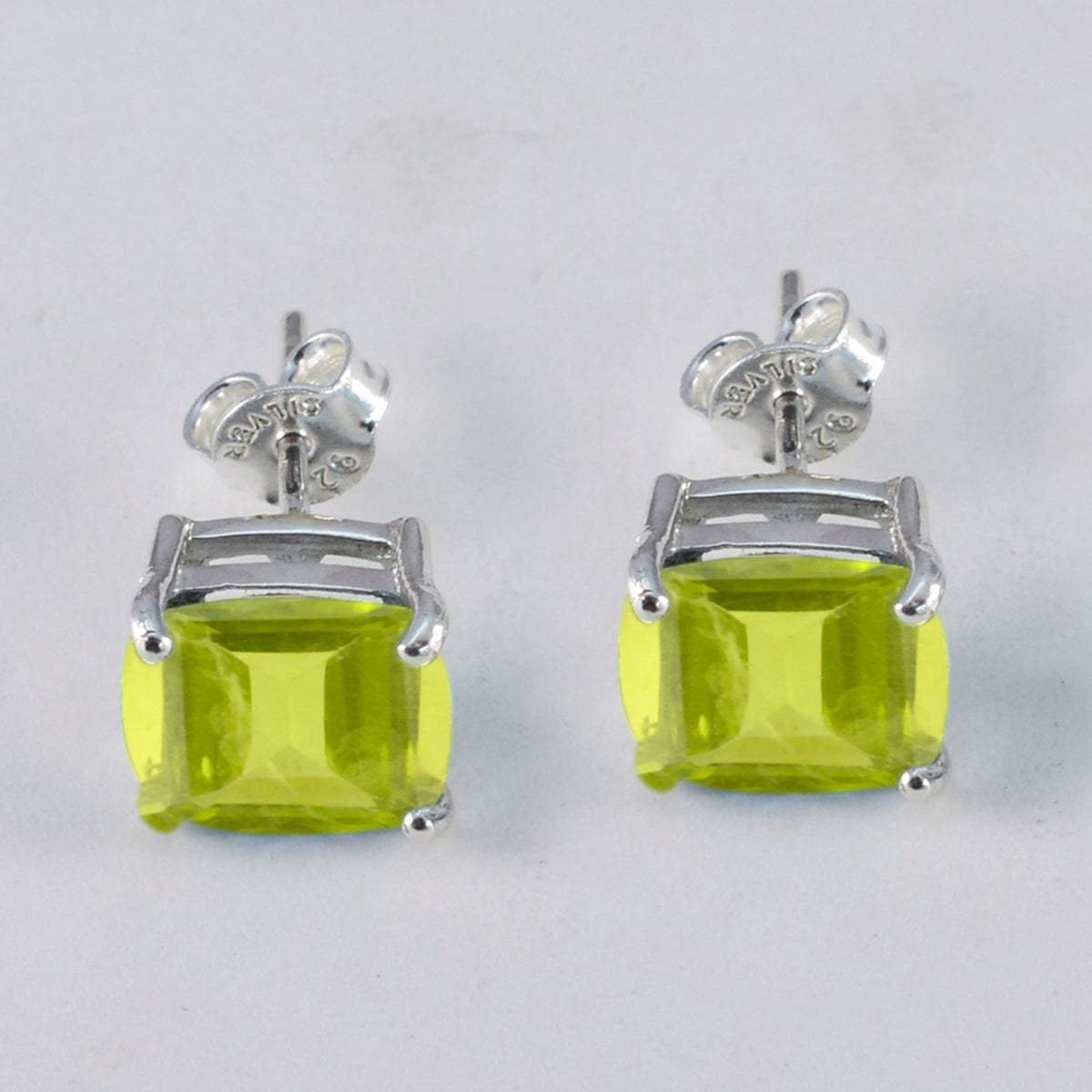 Riyo Fair Sterling Silver Earring For Wife Peridot Earring Bezel Setting Green Earring Stud Earring