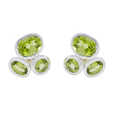 Riyo Smashing Sterling Silver Earring For Girl Peridot Earring Bezel Setting Green Earring Stud Earring