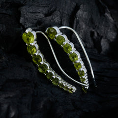 Riyo Fanciable 925 Sterling Silber Ohrring für Demoiselle Peridot-Ohrring, Lünettenfassung, grüner Ohrring, Ohr-Stulpe-Ohrring