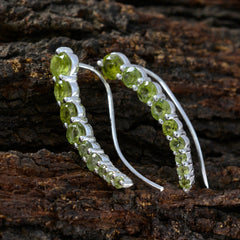 Riyo Fanciable 925 Sterling Silber Ohrring für Demoiselle Peridot-Ohrring, Lünettenfassung, grüner Ohrring, Ohr-Stulpe-Ohrring