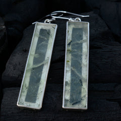 Riyo Beddable 925 Sterling Zilveren Oorbel Voor Lady Prehniet Oorbel Bezel Setting Groene Oorbel Dangle Earring
