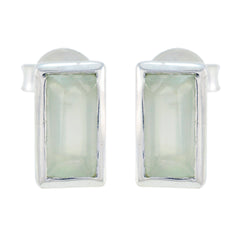 Riyo Charming 925 Sterling Silver Earring For Demoiselle Prehnite Earring Bezel Setting Green Earring Stud Earring