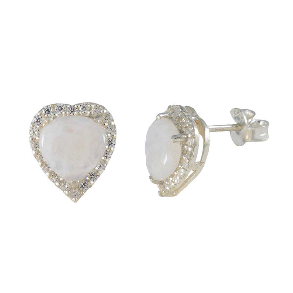 Riyo Alluring Sterling Silver Earring For Demoiselle Rainbow Moonstone Earring Bezel Setting White Earring Stud Earring