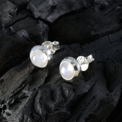 Riyo Foxy 925 Sterling Silver Earring For Femme Rainbow Moonstone Earring Bezel Setting White Earring Stud Earring