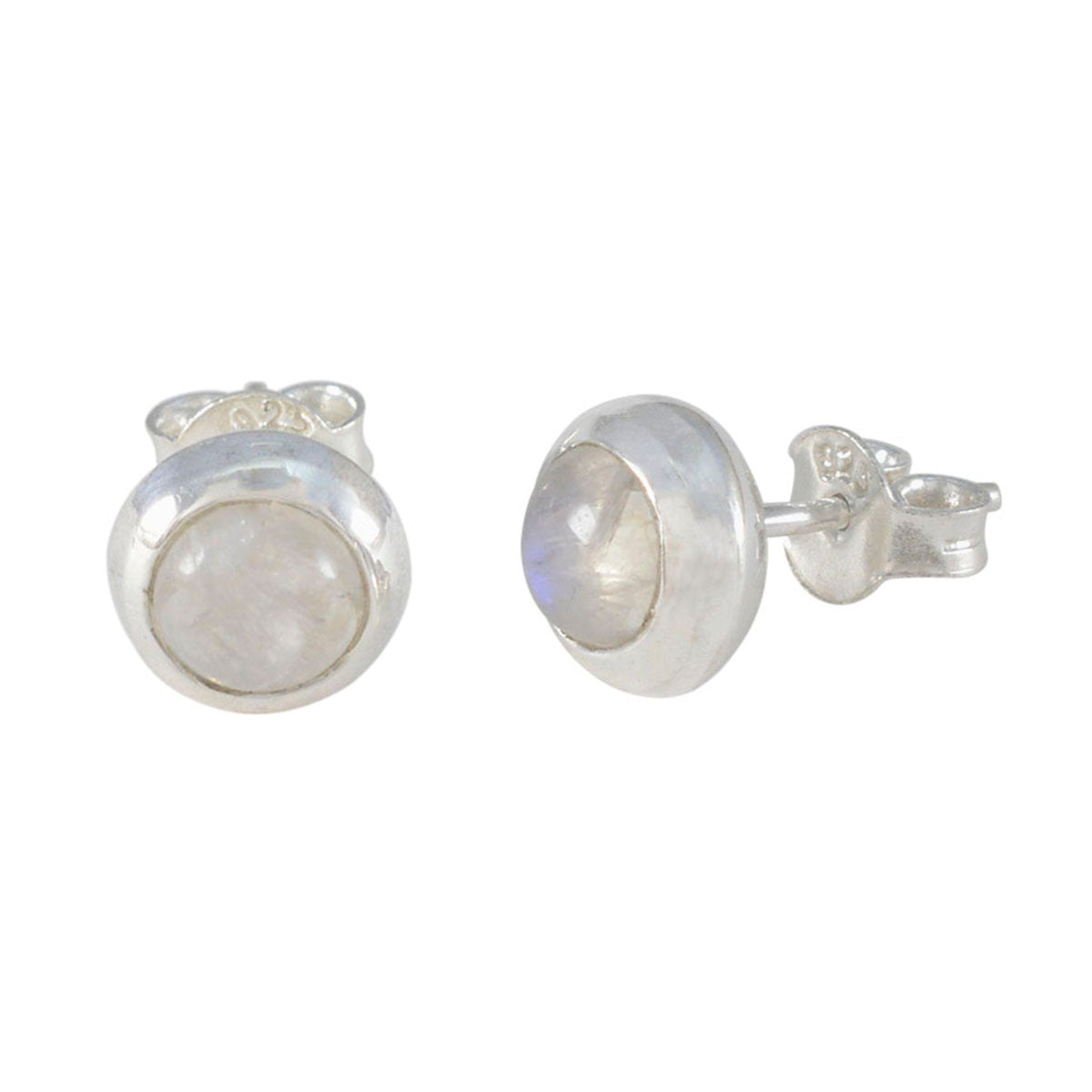 Riyo Foxy 925 Sterling Silver Earring For Femme Rainbow Moonstone Earring Bezel Setting White Earring Stud Earring