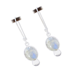 Riyo Spunky 925 Sterling Silver Earring For Female Rainbow Moonstone Earring Bezel Setting White Earring Dangle Earring