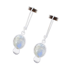 Riyo Spunky 925 Sterling Zilveren Oorbel Voor Vrouwelijke Regenboog Maansteen Oorbel Bezel Setting Witte Oorbel Dangle Earring