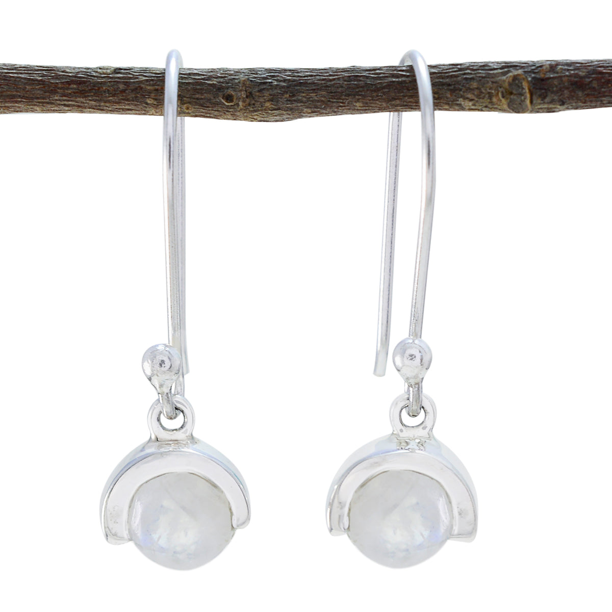 Riyo Schöne 925 Sterling Silber Ohrring Für Frauen Regenbogen Mondstein Ohrring Lünette Fassung Weiß Ohrring Baumeln Ohrring
