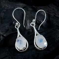 Riyo Onweerstaanbare 925 Sterling Zilveren Oorbel Voor Vrouwelijke Regenboog Maansteen Oorbel Bezel Setting Witte Oorbel Dangle Earring
