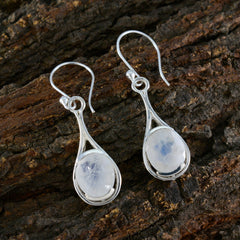 Riyo Onweerstaanbare 925 Sterling Zilveren Oorbel Voor Vrouwelijke Regenboog Maansteen Oorbel Bezel Setting Witte Oorbel Dangle Earring
