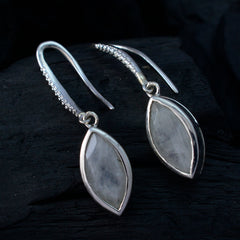 Riyo Spunky 925 Sterling Silver Earring For Women Rainbow Moonstone Earring Bezel Setting White Earring Dangle Earring