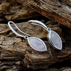 Riyo Spunky 925 Sterling Silver Earring For Women Rainbow Moonstone Earring Bezel Setting White Earring Dangle Earring