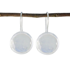 Riyo Anmutiger Ohrring aus 925er-Sterlingsilber für Mädchen, Regenbogen-Mondstein-Ohrring, Lünettenfassung, weißer Ohrring, baumelnder Ohrring