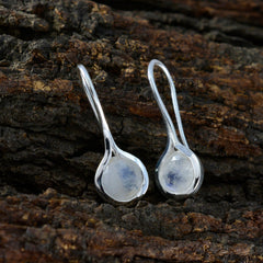 Riyo Prepossessing Sterling Zilveren Oorbel Voor Zus Regenboog Maansteen Oorbel Bezel Setting Witte Oorbel Dangle Earring