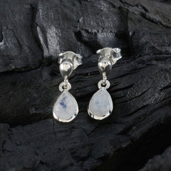 Riyo Graceful 925 Sterling Silver Earring For Women Rainbow Moonstone Earring Bezel Setting White Earring Stud Earring