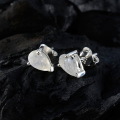Riyo Bewitching 925 Sterling Silver Earring For Lady Rainbow Moonstone Earring Bezel Setting White Earring Stud Earring