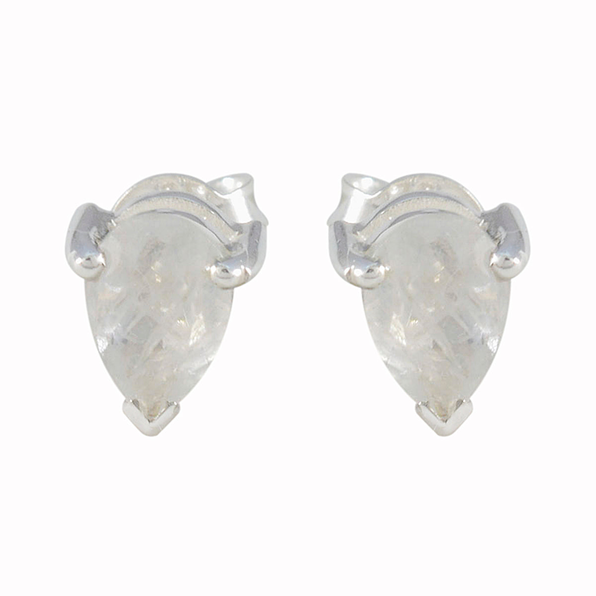 Riyo Bewitching 925 Sterling Silver Earring For Lady Rainbow Moonstone Earring Bezel Setting White Earring Stud Earring