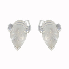 Riyo Bezaubernder 925er Sterlingsilber-Ohrring für Damen, Regenbogen-Mondstein-Ohrring, Lünettenfassung, weißer Ohrring-Bolzen-Ohrring