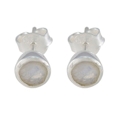 Riyo Drop-Dead Gorgeous Sterling Silver Earring For Lady Rainbow Moonstone Earring Bezel Setting White Earring Stud Earring