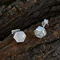 Riyo Fit 925 Sterling Silber Ohrring für Mädchen Regenbogen Mondstein Ohrring Lünette Fassung weiß Ohrring Ohrstecker