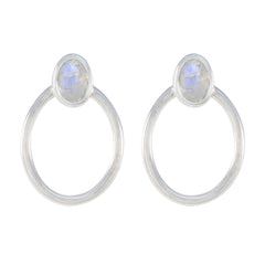 Riyo Handsome 925 Sterling Silver Earring For Wife Rainbow Moonstone Earring Bezel Setting White Earring Stud Earring